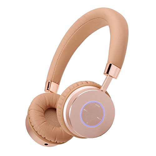 Contixo KB-200 Premium Kids Headphones with Volume Limit Controls (Max 85dB), Bluetooth Wireless Headphones Over-The-Ear with Microphone (Gold) - Best Gift