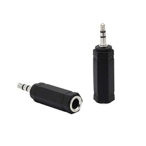 CERRXIAN 3.5mm 1/8 3 Pole Male Plug to 6.35mm 1/4 Inch Female Stereo Jack Audio Adapter Headphone Microphone Converter Connector-2 Pack