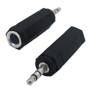 CERRXIAN 3.5mm 1/8 3 Pole Male Plug to 6.35mm 1/4 Inch Female Stereo Jack Audio Adapter Headphone Microphone Converter Connector-2 Pack