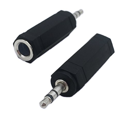 CERRXIAN 3.5mm 1/8 3 Pole Male Plug to 6.35mm 1/4 Inch Female Stereo Jack Audio Adapter Headphone Microphone Converter Connector-2 Pack