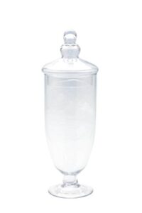 diamond star glass 5"dx15" clear apothecary jar with lid