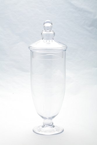 Diamond Star Glass 5"Dx15" clear Apothecary Jar with Lid