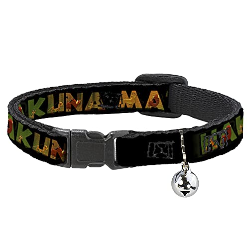 Buckle-Down Breakaway Cat Collar - HAKUNA MATATA Black/Lion King Scenes - 1/2" Wide - Fits 8-12" Neck - Medium