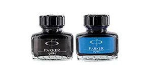 parker quink fountain pen ink bottle - blue ink 30ml + black ink 30ml - combo pack