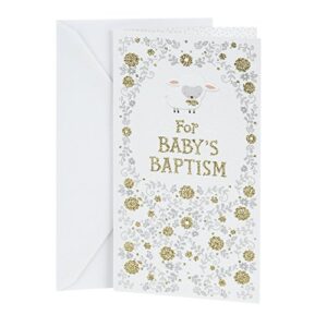 hallmark dayspring baptism money holder greeting card (lamb and flowers) - 0299rza1003