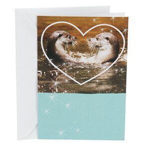 hallmark shoebox funny love card, anniversary card, fathers day card, or birthday card (meant for each otter), otters in a heart (0349rzf3020)