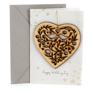 hallmark wedding card (removable keepsake wooden heart ornament)