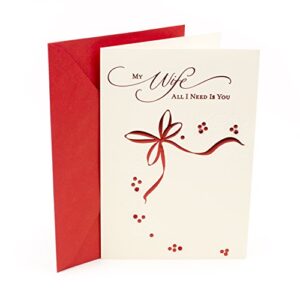 hallmark romantic christmas card for wife (red metallic)