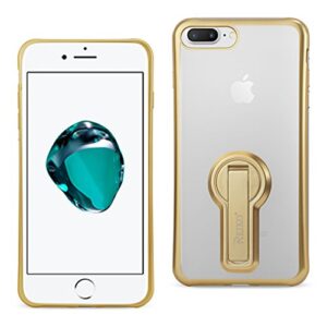 reiko bumper case with rotating kickstand & air cushion shock absorption for iphone 7 plus - clear gold
