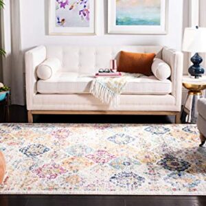 SAFAVIEH Madison Collection Area Rug - 9' x 12', Cream & Multi, Boho Chic Distressed Design, Non-Shedding & Easy Care, Ideal for High Traffic Areas in Living Room, Bedroom (MAD611B)