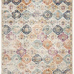 SAFAVIEH Madison Collection Area Rug - 9' x 12', Cream & Multi, Boho Chic Distressed Design, Non-Shedding & Easy Care, Ideal for High Traffic Areas in Living Room, Bedroom (MAD611B)