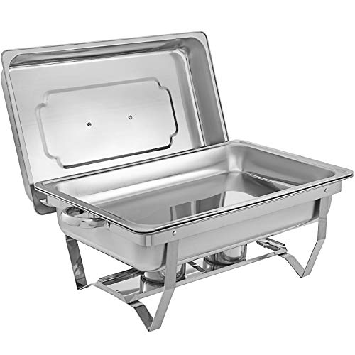 Mophorn Chafing Dish 4 Packs 8 Quart Stainless Steel Chafer Full Size Rectangular Chafers for Catering Buffet Warmer Set with Folding Frame