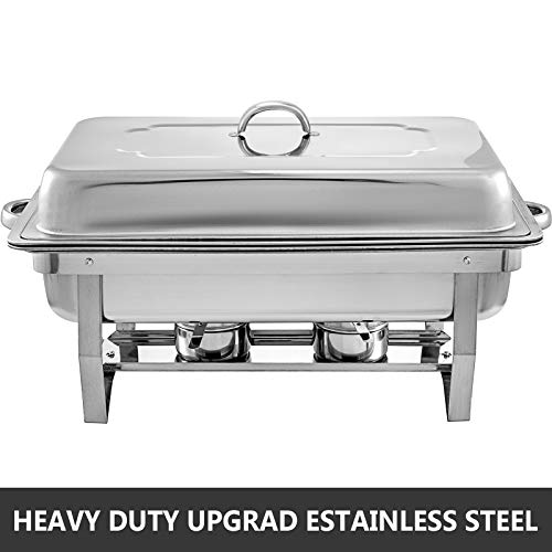 Mophorn Chafing Dish 4 Packs 8 Quart Stainless Steel Chafer Full Size Rectangular Chafers for Catering Buffet Warmer Set with Folding Frame