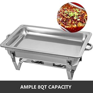 Mophorn Chafing Dish 4 Packs 8 Quart Stainless Steel Chafer Full Size Rectangular Chafers for Catering Buffet Warmer Set with Folding Frame