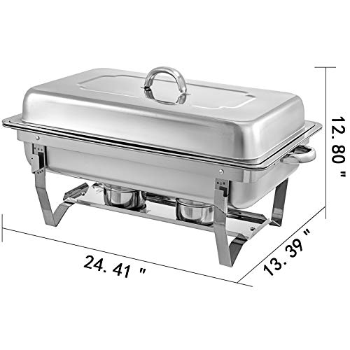 Mophorn Chafing Dish 4 Packs 8 Quart Stainless Steel Chafer Full Size Rectangular Chafers for Catering Buffet Warmer Set with Folding Frame