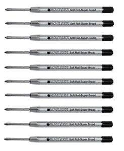 10 - monteverde ballpoint refill to fit parker ballpoint pens, super broad point, soft roll, (bulk packed) (black)