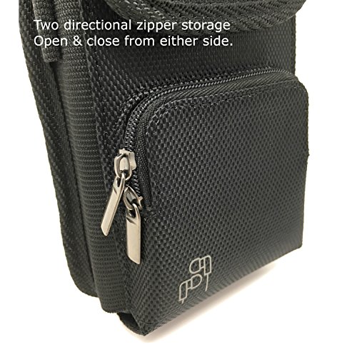 Rugged Nylon Phone Holster for iPhone 13 Pro, 12 Pro, 12 Mini, 11 Pro, Xs, X, 8, 7; Samsung Galaxy S10e, S8, S7. Belt Clip Pouch Includes Magnetic Cover, Credit Card Slot, Front Zipper Storage. (4.7)