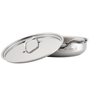 Breville Clad Stainless Steel Saute Pan / Frying Pan / Fry Pan with Lid and Helper Handle - 5 Quart, Silver