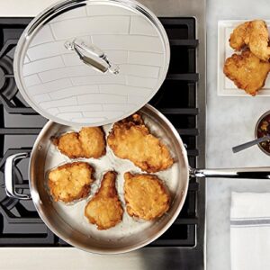 Breville Clad Stainless Steel Saute Pan / Frying Pan / Fry Pan with Lid and Helper Handle - 5 Quart, Silver