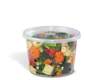 placon 16rpl, 16 oz clear plastic round deli container with regular clear plastic lid, take out disposable catering food containers with matching lids (50)