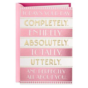 hallmark birthday greeting card for her (today's your day), pink stripes (0399rzb1181)