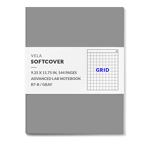 Vela Sciences B7-B Expanded Softcover Lab Notebook, 9.25 x 11.75 in (23.5 x 30 cm), 144 Pages, Permanent Bound, 70lb Heavyweight Paper (1-Pack, Grid)