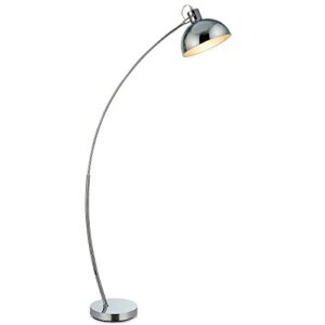 versanora vn-l00024 versa nora-arco 63" metal arc floor reading lamp with downlight shade-chrome finish | curved. adjustable neck | contemporary design for all living rooms and bedrooms, silver