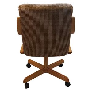 Caster Chair Company Casual Rolling Caster Dining Chair with Swivel Tilt in Oak Wood with Caramel Fabric Seat and Back (1 Chair)