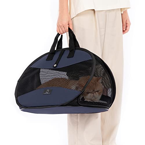 A4Pet Cat Travel Carrier, Collapsible Cat Carrier Bag Airline Approved with Zipper Lock and Removable Washable Mat for Car, Indoor & Outdoor Use
