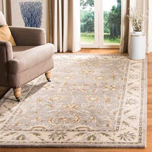 safavieh heritage collection area rug - 9'6" x 13'6", grey & beige, handmade traditional oriental wool, ideal for high traffic areas in living room, bedroom (hg863a)