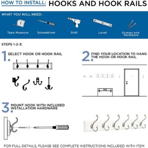 Franklin Brass Heavy Duty Coat and Hat Hook Wall Hooks 3 Inches, 5-Pack, Matte Nickel, FBCHH5-MN-C