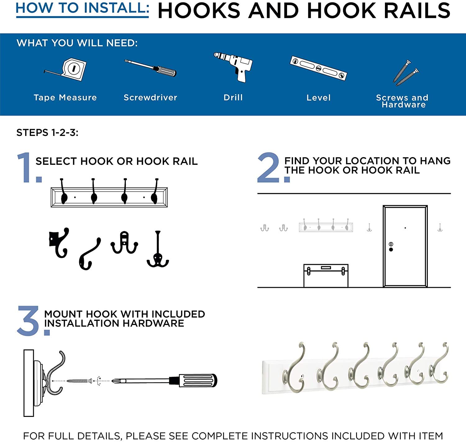 Franklin Brass Heavy Duty Coat and Hat Hook Wall Hooks 3 Inches, 5-Pack, Matte Nickel, FBCHH5-MN-C