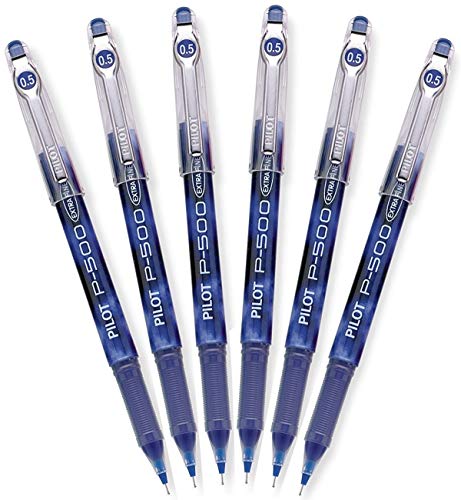 Pilot Precise P-500 Gel Ink Rolling Ball Pens, Extra Fine Point, Blue Ink, 6 Pens.