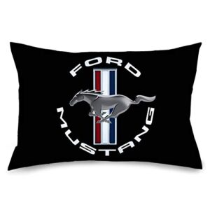 pillowcase ford mustang tri bar logo black white silver red blue standard