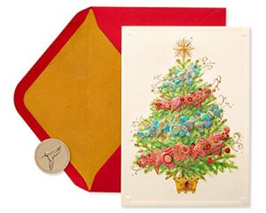 papyrus christmas cards boxed with envelopes, may peace and happiness be yours, christmas tree (12-count)