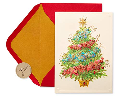 Papyrus Christmas Cards Boxed with Envelopes, May Peace and Happiness Be Yours, Christmas Tree (12-Count)