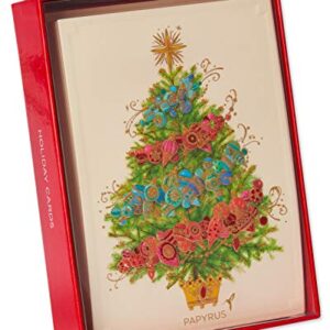 Papyrus Christmas Cards Boxed with Envelopes, May Peace and Happiness Be Yours, Christmas Tree (12-Count)