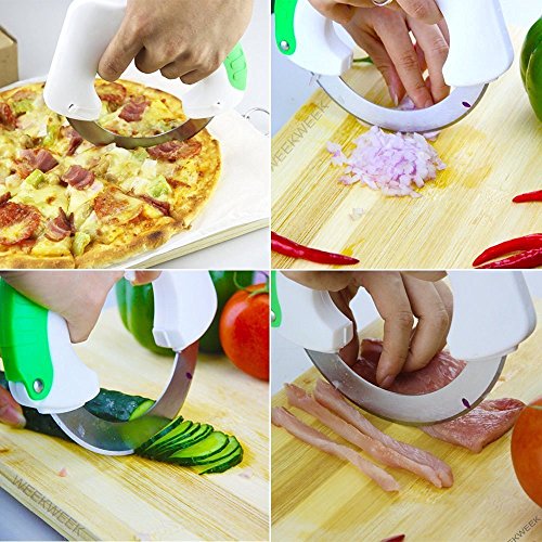 Circular Rolling Knife Stainless Steel, Universal Kitchen Knife, Round Knife Kitchen Cutter with Cover, Circular Rolling Knife
