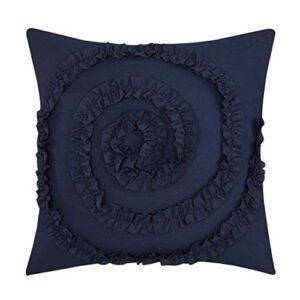 Chic Home CS2213-AN 7 Piece Rosalia Floral Ruffled Etched Embroidery Comforter Set, King, Navy