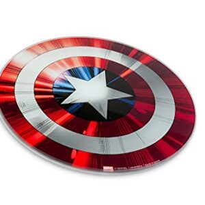 Marvel Avengers Captain America Shield Cutting Board - Tempered Glass With Non-Slip Feet - 11 3/4 inches Round - Great Gift for Marvel Fans