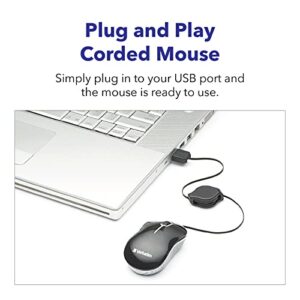 Verbatim Wired Optical Computer Mini USB-A Mouse - Plug & Play Corded Travel Mouse – Black 98113