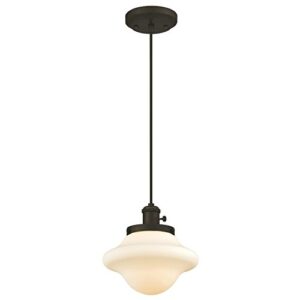 westinghouse lighting 6346500 one-light mini pendant, bronze finish with frosted opal glass, oiled rubbed bron