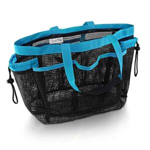 simply things heavy duty mesh shower bag caddy and tote with 9 storage compartments and 2 reinforced handles, this mesh shower bag is quick drying for dorm, gym, camping, or travel (blue)