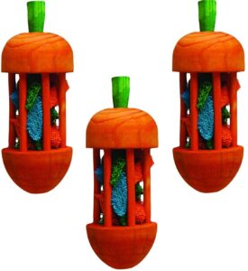 kaytee 3 pack of carrot carousel chew toys, large, for rabbits and other small animals