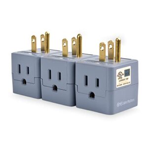 [ul listed] cable matters 3-pack 3 outlet wall adapter (3 outlet power cube tap, outlet splitter, multi plug outlet, 3 way plug adapter, outlet extender) in gray