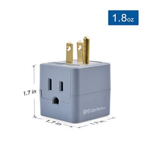 [UL Listed] Cable Matters 3-Pack 3 Outlet Wall Adapter (3 Outlet Power Cube Tap, Outlet Splitter, Multi Plug Outlet, 3 Way Plug Adapter, Outlet Extender) in Gray