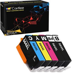 cartlee set of 5 remanufactured 564xl high yield ink cartridges for hp photosmart 5510 5520 6510 6520 6525 7510 7520 7525 b8550 c6380 d7560 premium c309a c410 officejet 4620 deskjet 3520