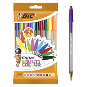 bic crystal multicolour – pen bag pack of 10 multicoloured