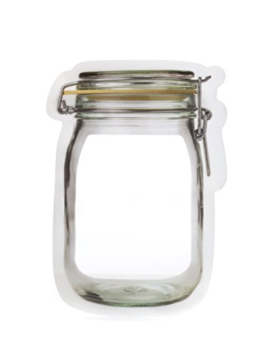 Kikkerland Extra Small Mason Jar Stand-Up Zipper Storage Bags - Set of 6