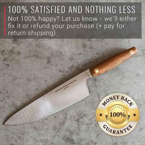 8 Inch Chef Knife - Made in USA - 420 High Carbon German Steel - Professional Sharp Knife made with American Black Walnut Wood Handle